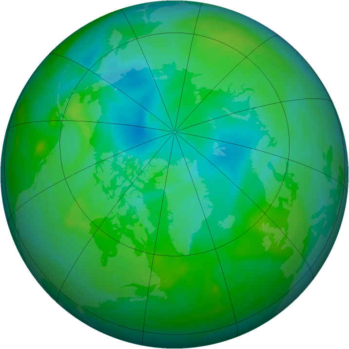 Arctic ozone map for 20 August 2006